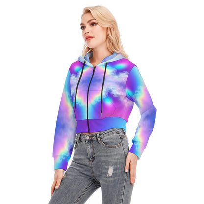 Women's Crop Top Hoodie With Zipper Closure