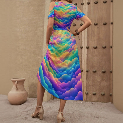 Women's V-neck Off-shoulder Dress