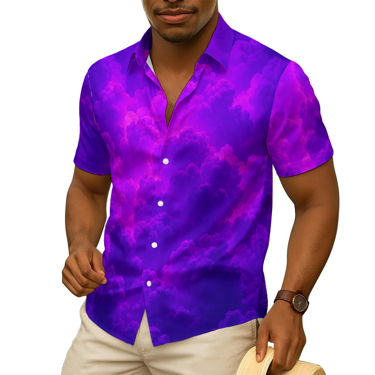 Men's Imitation Silk Short-Sleeved Shirt