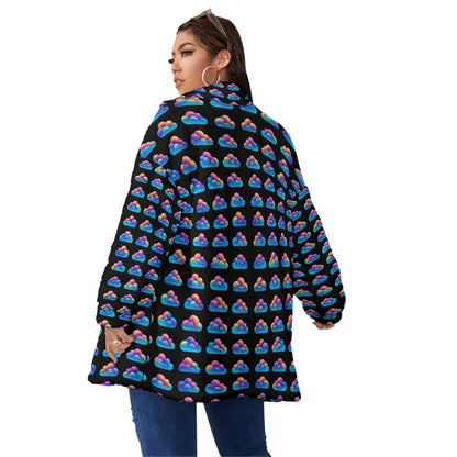 Unisex Borg Fleece Stand-up Collar Coat With Zipper Closure(Plus Size)