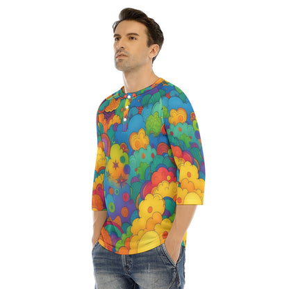 Men's Bracelet Sleeve T-shirt With Button Closure - view 3