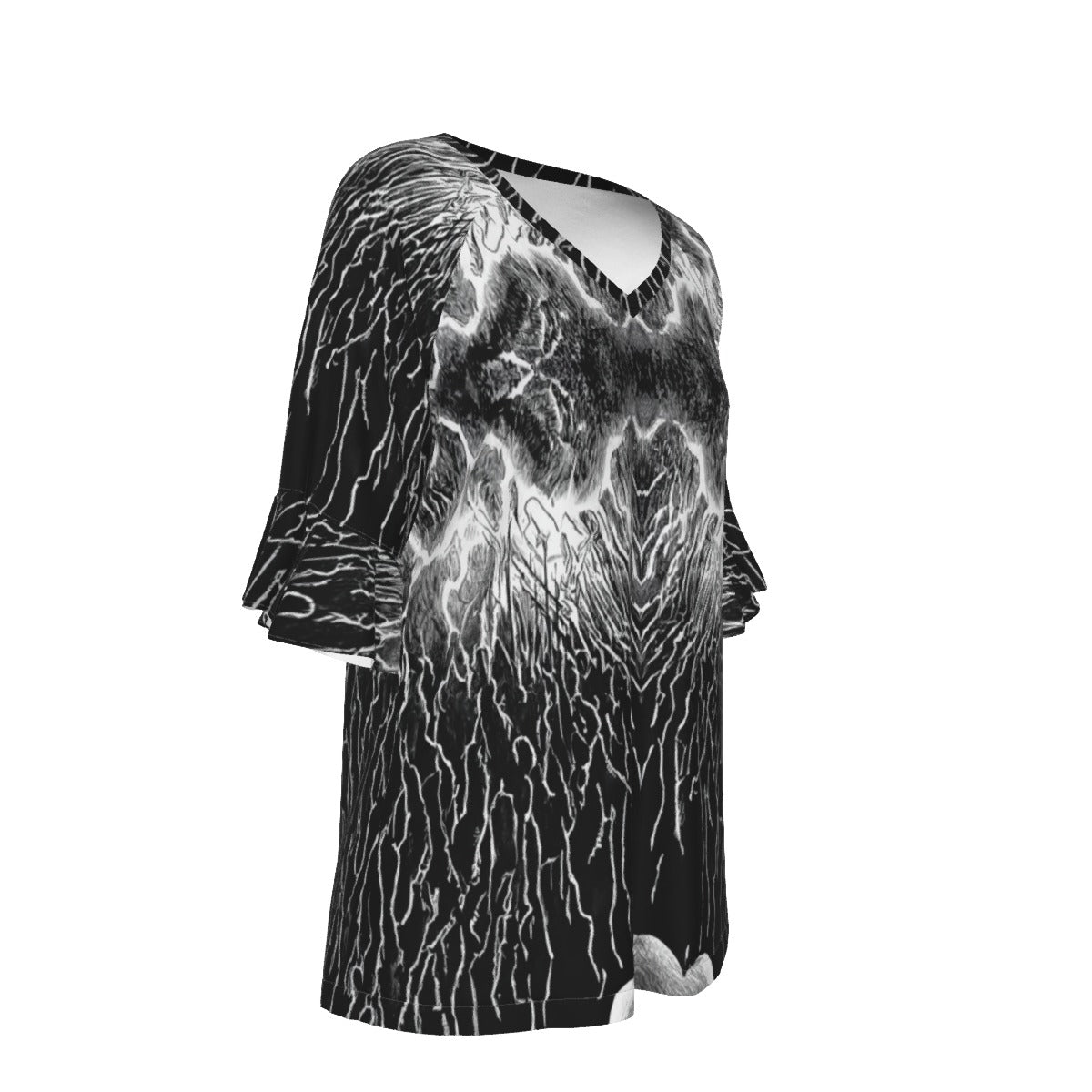V-neck Women's T-shirt With Bell Sleeve