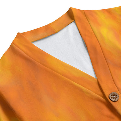 Unisex V-neck Knitted Fleece Cardigan With Button Closure