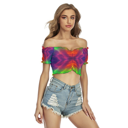Women's One-shoulder Off-the-navel Short Sleeve T-shirt
