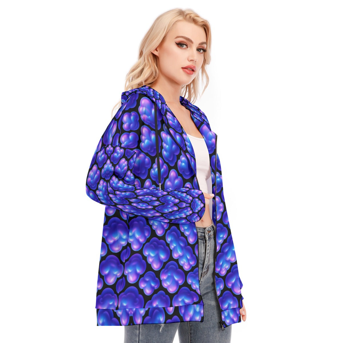 Women's Long Hoodie With Zipper Closure