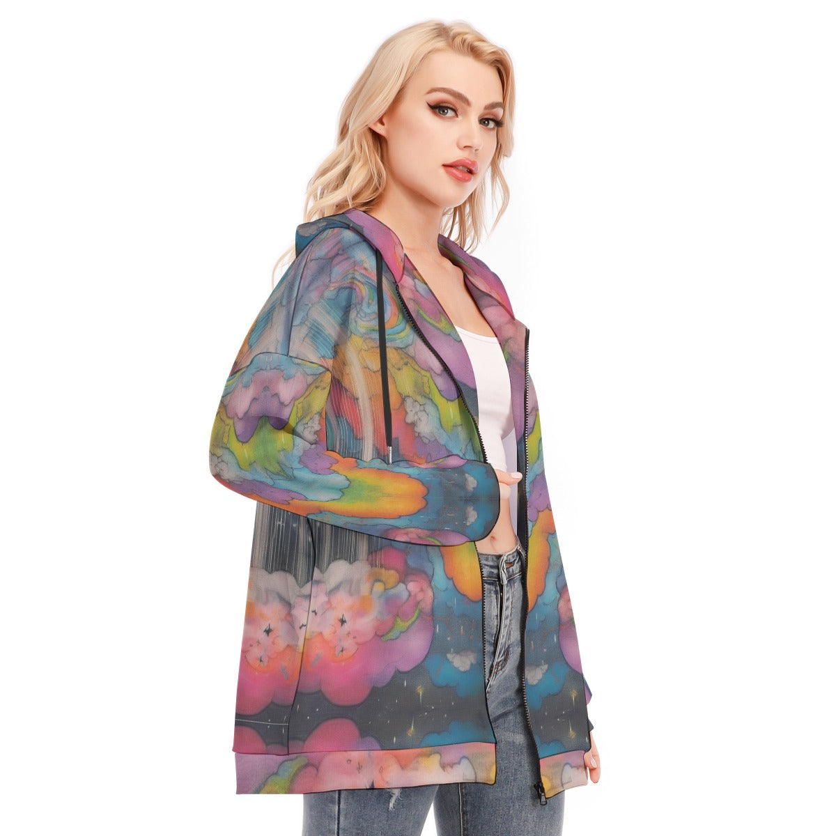 Women's Long Hoodie With Zipper Closure