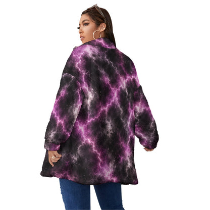 Unisex Borg-Fleece Stand-Up Collar Zip Coat — Plus Size - view 4