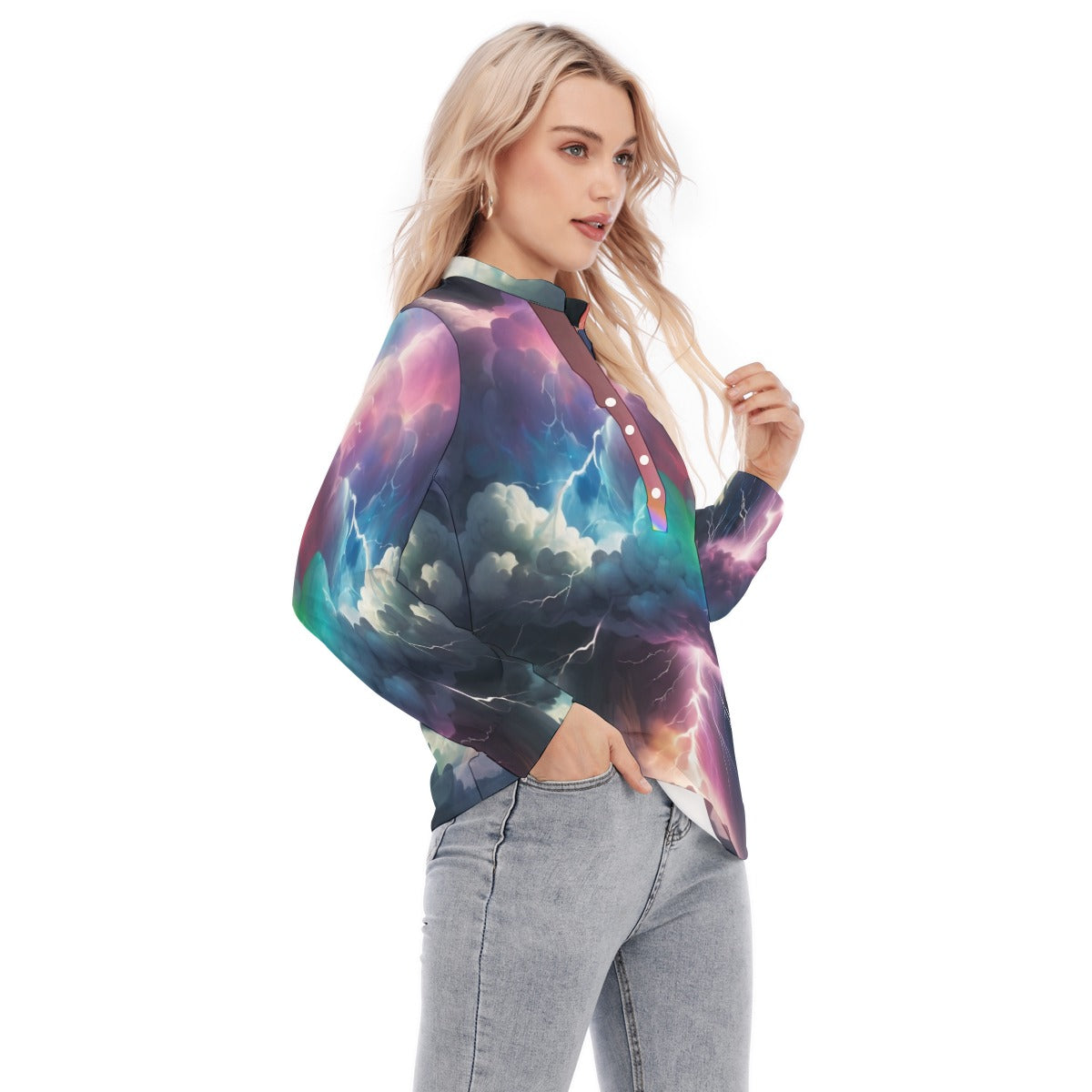 Women's Long Sleeve Blouse With Button Closure