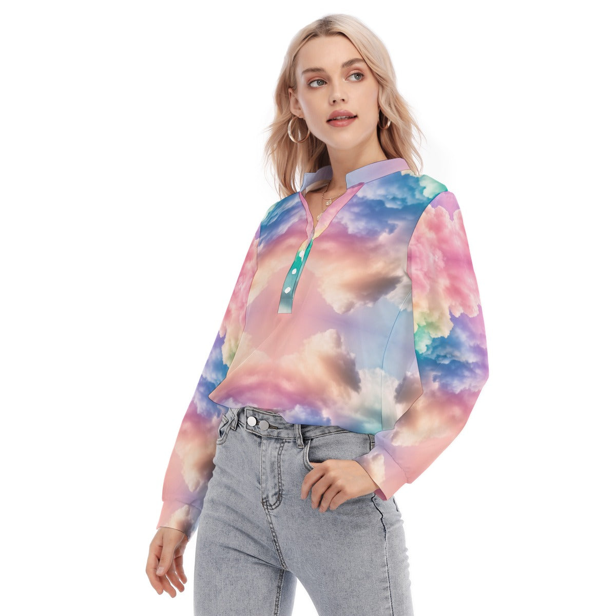 Women's Long Sleeve Blouse With Button Closure