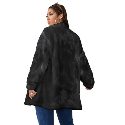 Unisex Borg Fleece Stand-up Collar Coat With Zipper Closure(Plus Size)