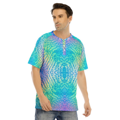 Men's Raglan Sleeve T-shirt With Button Closure