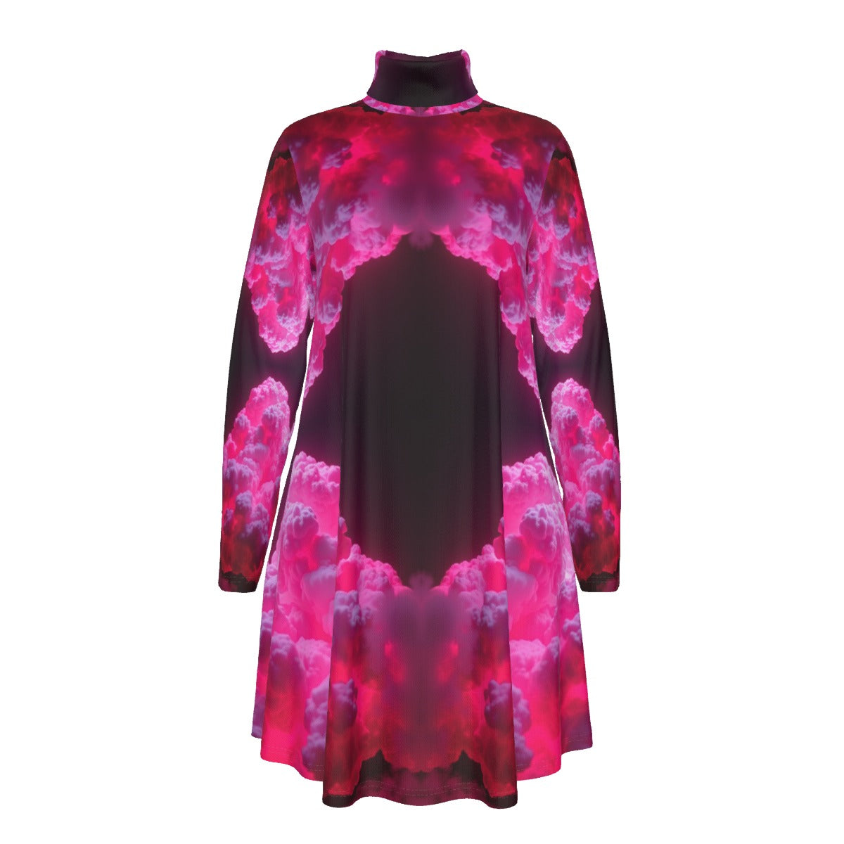 Women's High Neck Dress With Long Sleeve