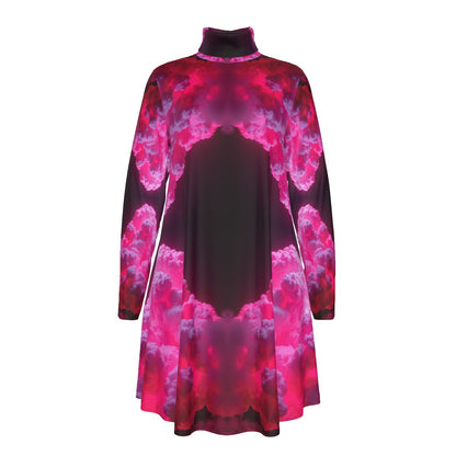 Women's High Neck Dress With Long Sleeve