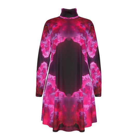 Women's High Neck Dress With Long Sleeve