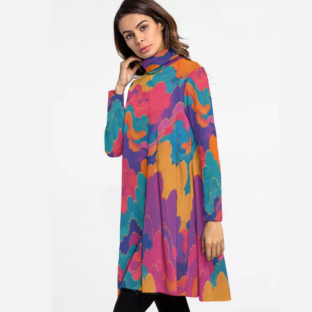 Women's High Neck Dress With Long Sleeve by O’Nimbus – view 3