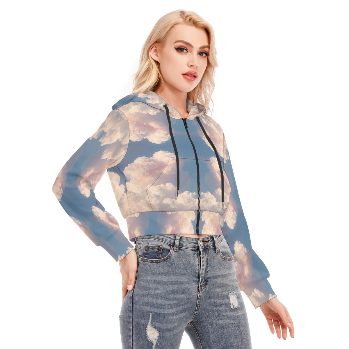 Women's Crop Top Hoodie With Zipper Closure