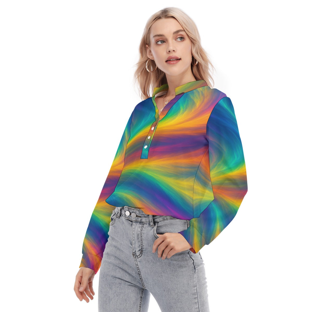 Women's Long Sleeve Blouse With Button Closure