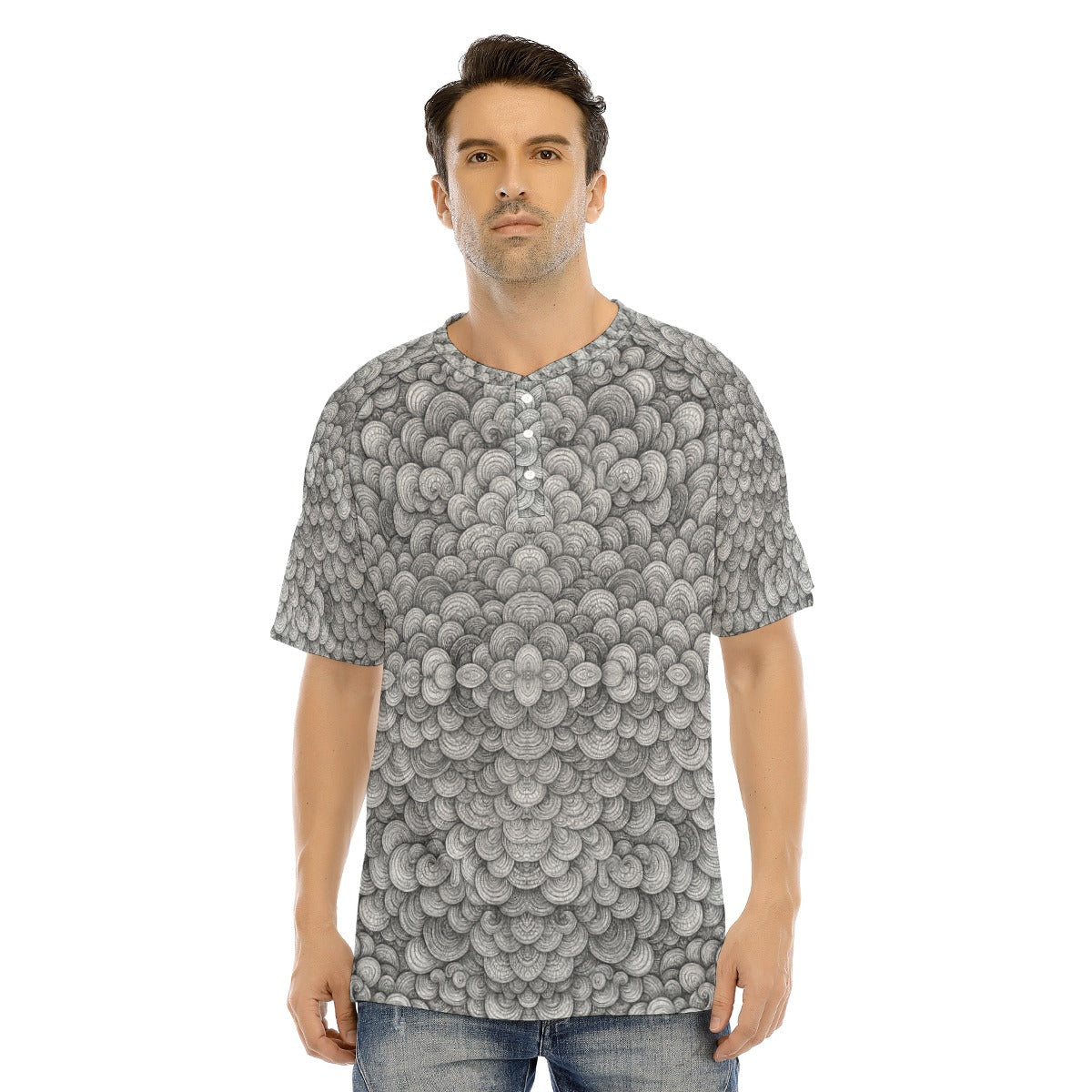 Men's Raglan Sleeve T-shirt With Button Closure