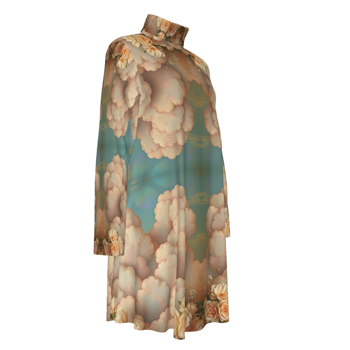 Women's High Neck Dress With Long Sleeve