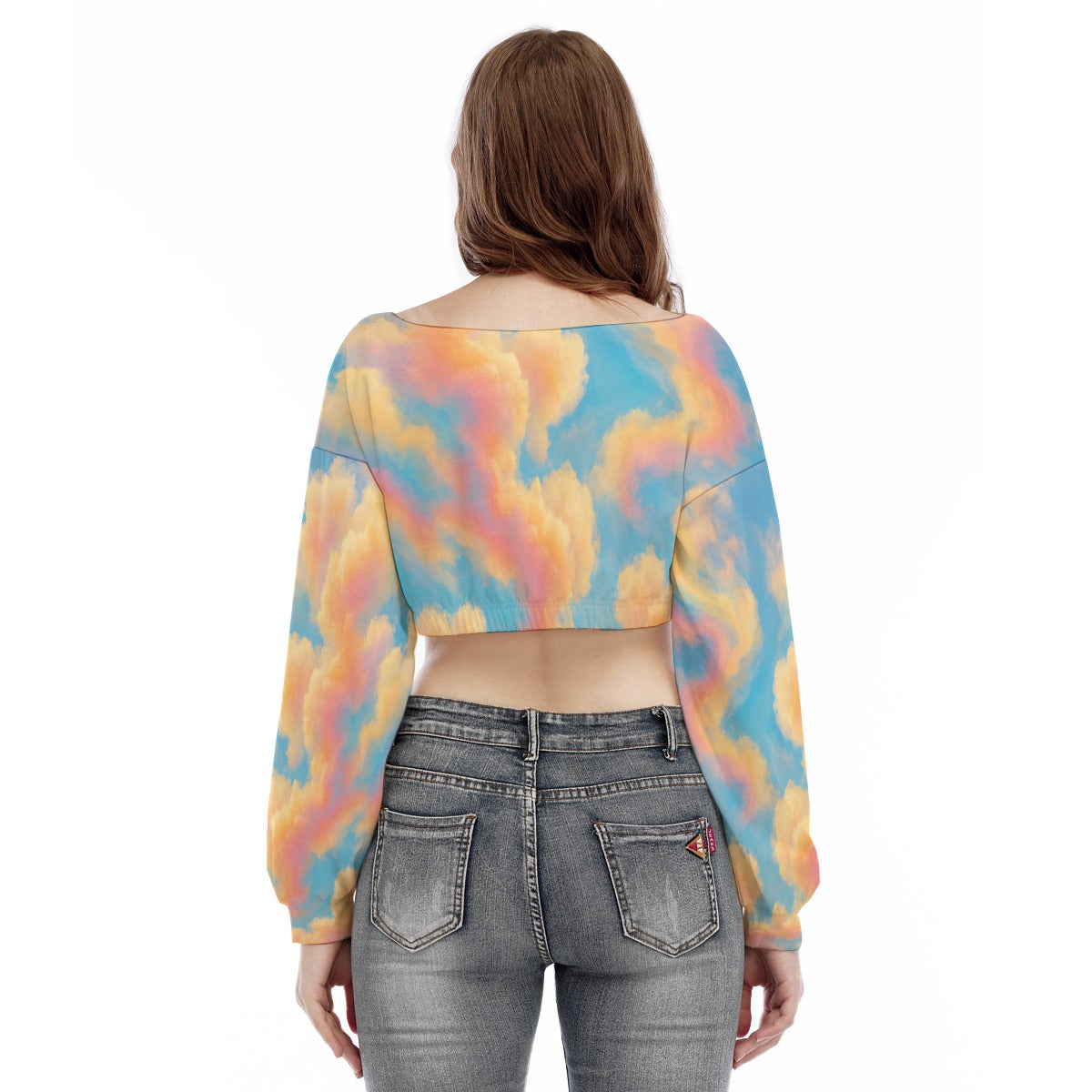 Women's V-neck Long Sleeve Cropped Sweatshirt