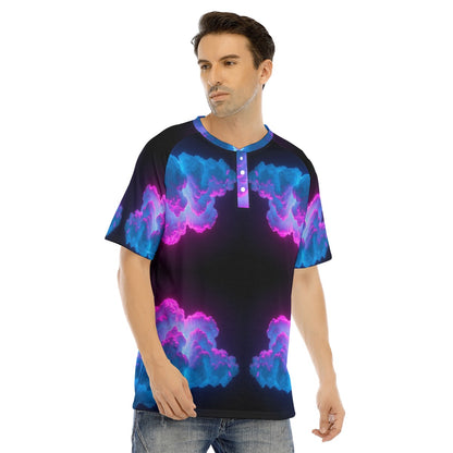 Men's Raglan Sleeve T-shirt With Button Closure