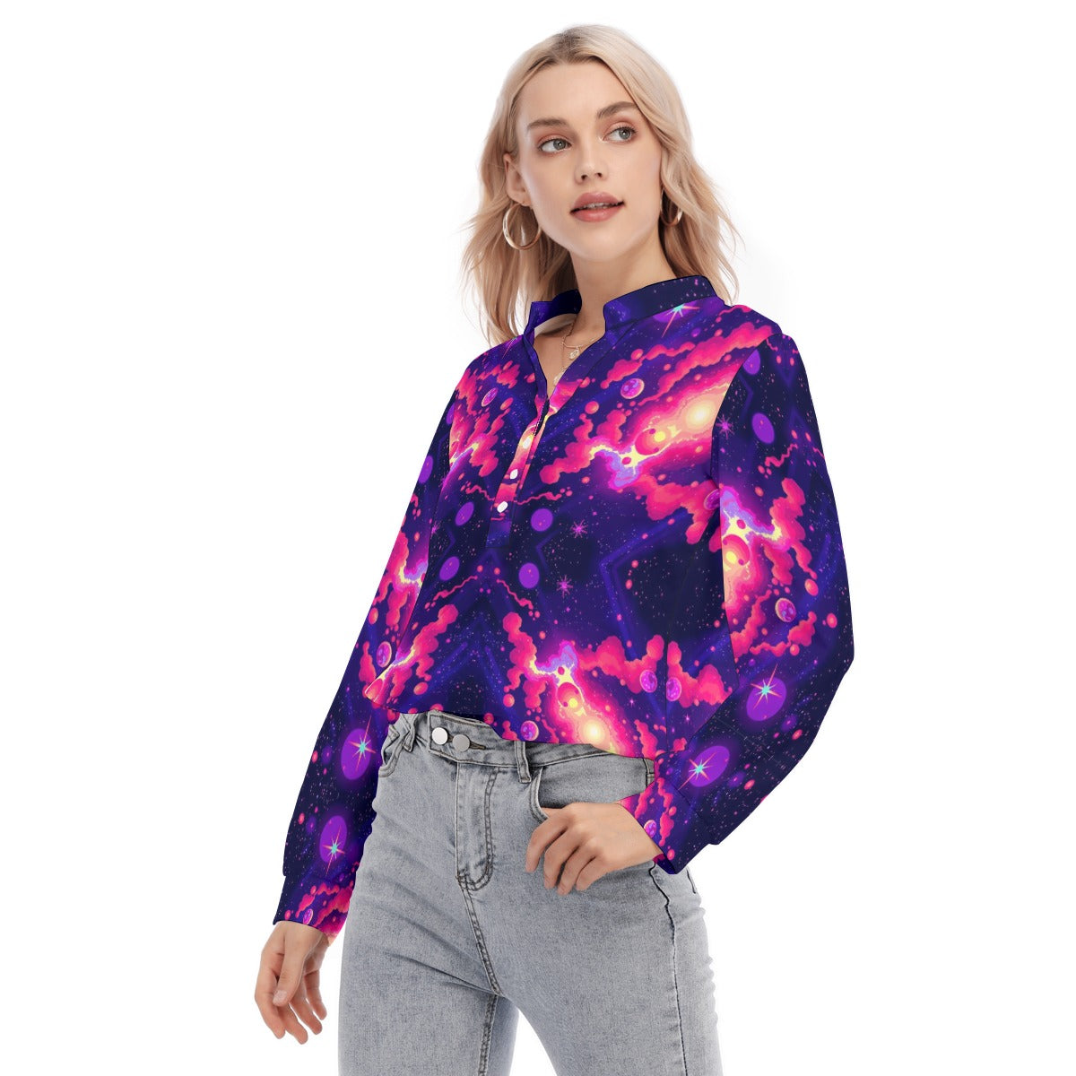 Women's Long Sleeve Blouse With Button Closure