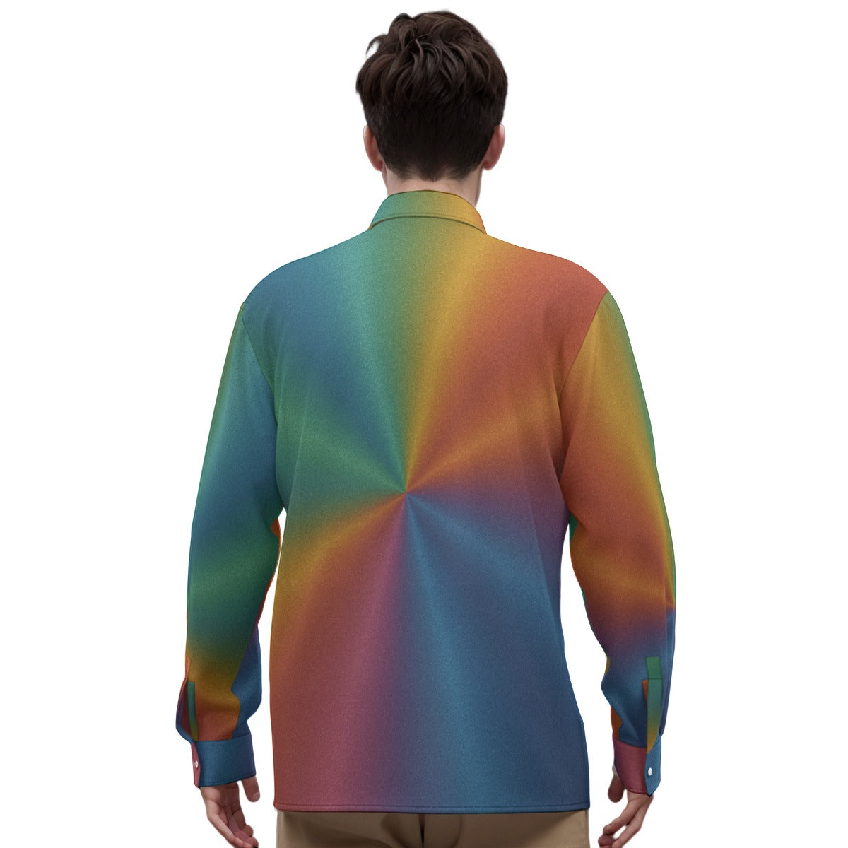 Men's Imitation Silk Long-Sleeved Shirt