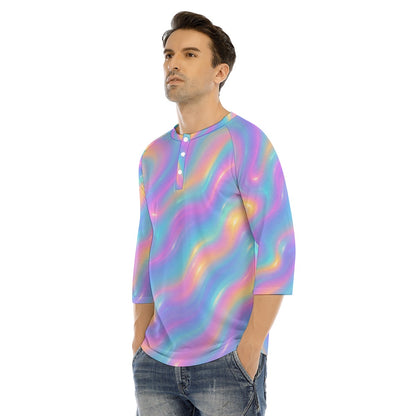 Men's Bracelet Sleeve T-shirt With Button Closure - view 3