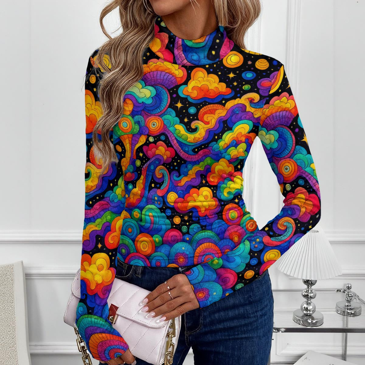 Women's Women's High-Neck Top With Long Sleeve