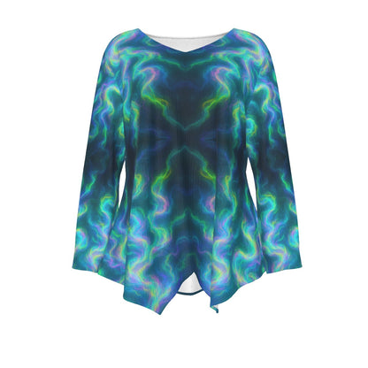 Women's V-neck T-shirt With Irregular Hem