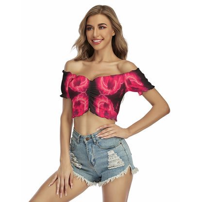 Women's One-shoulder Off-the-navel Short Sleeve T-shirt