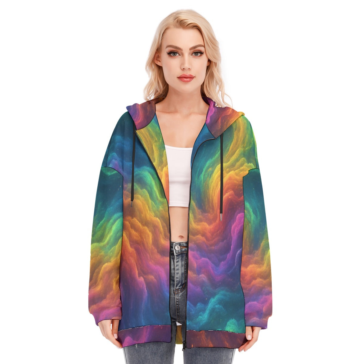 Women's Long Hoodie With Zipper Closure