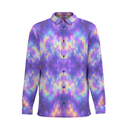 Men's Business Lapel Long Sleeve Shirt With Pocket|110GSM Imitation Flax