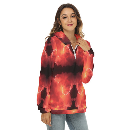 Women's Borg Fleece Hoodie With Half Zip