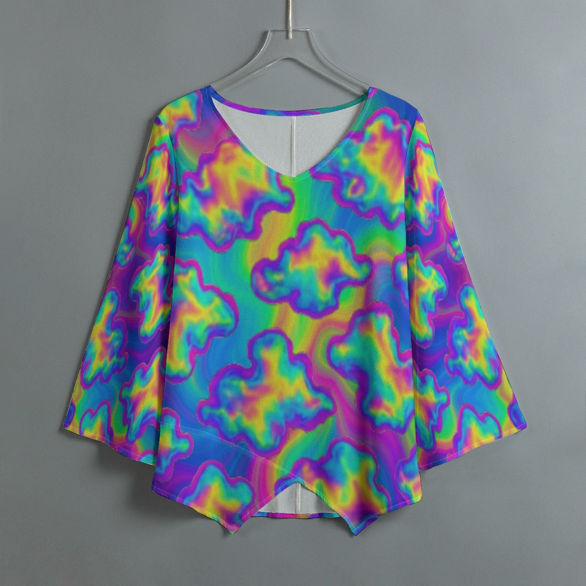 Women's V-neck T-shirt With Irregular Hem