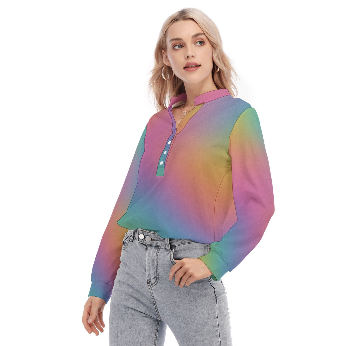 Women's Long Sleeve Blouse With Button Closure