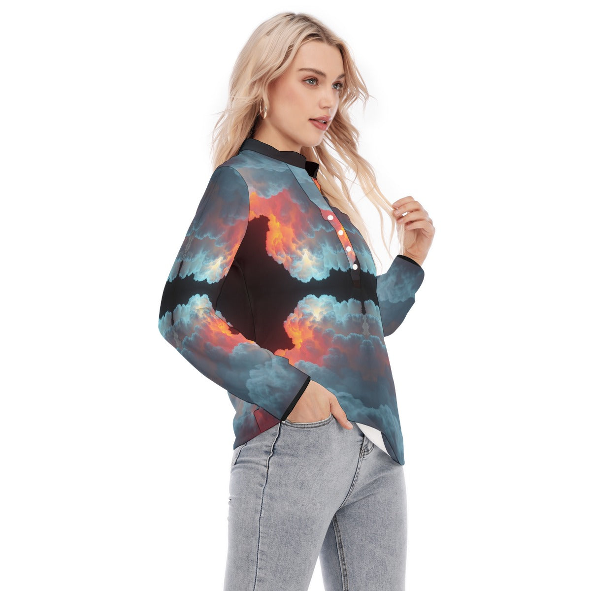 Women's Long Sleeve Blouse With Button Closure