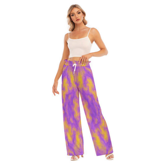Women's Waist Fungus Edge Wide-leg Pants