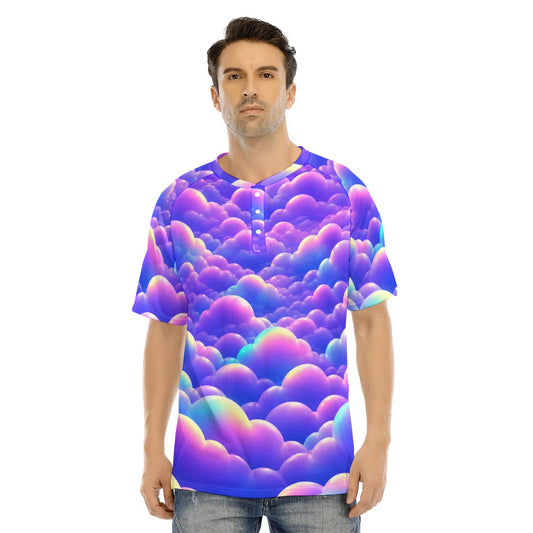 Men's Raglan Sleeve T-shirt With Button Closure