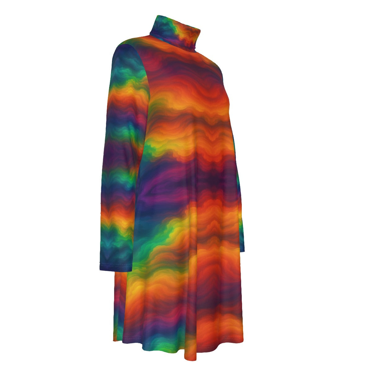 Women's High Neck Dress With Long Sleeve