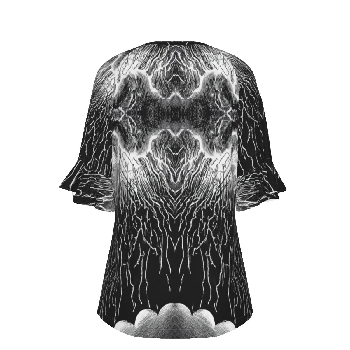 V-neck Women's T-shirt With Bell Sleeve