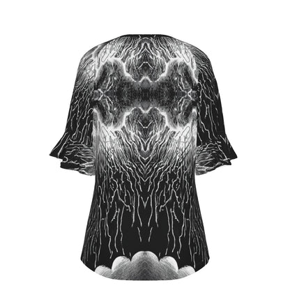 V-neck Women's T-shirt With Bell Sleeve