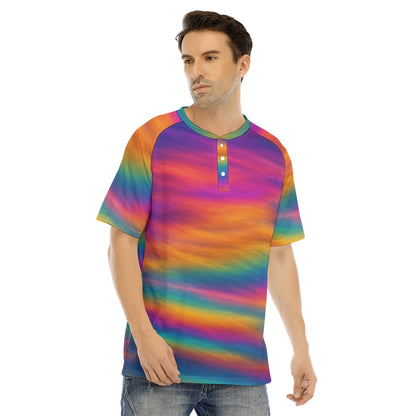Men's Raglan Sleeve T-shirt With Button Closure