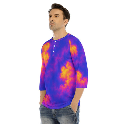 Men's Bracelet Sleeve T-shirt With Button Closure - view 3