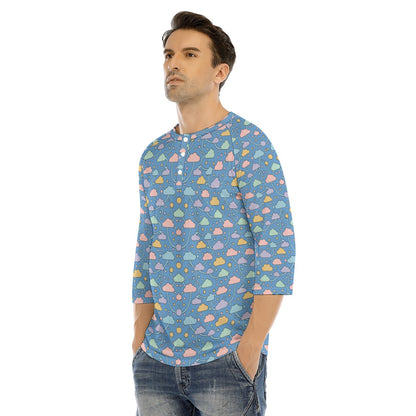 Men's Bracelet Sleeve T-shirt With Button Closure - view 3