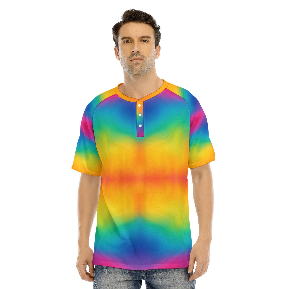 Men's Raglan Sleeve T-shirt With Button Closure