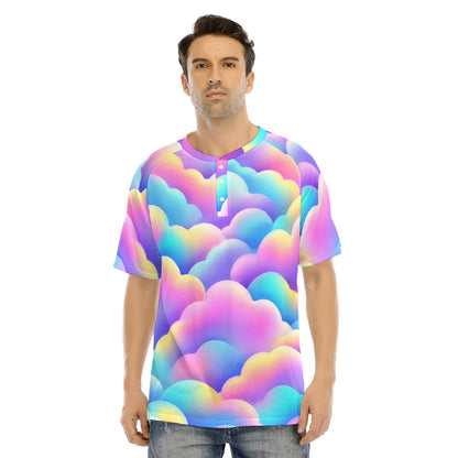 Men's Raglan Sleeve T-shirt With Button Closure