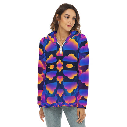 Women's Borg Fleece Hoodie With Half Zip