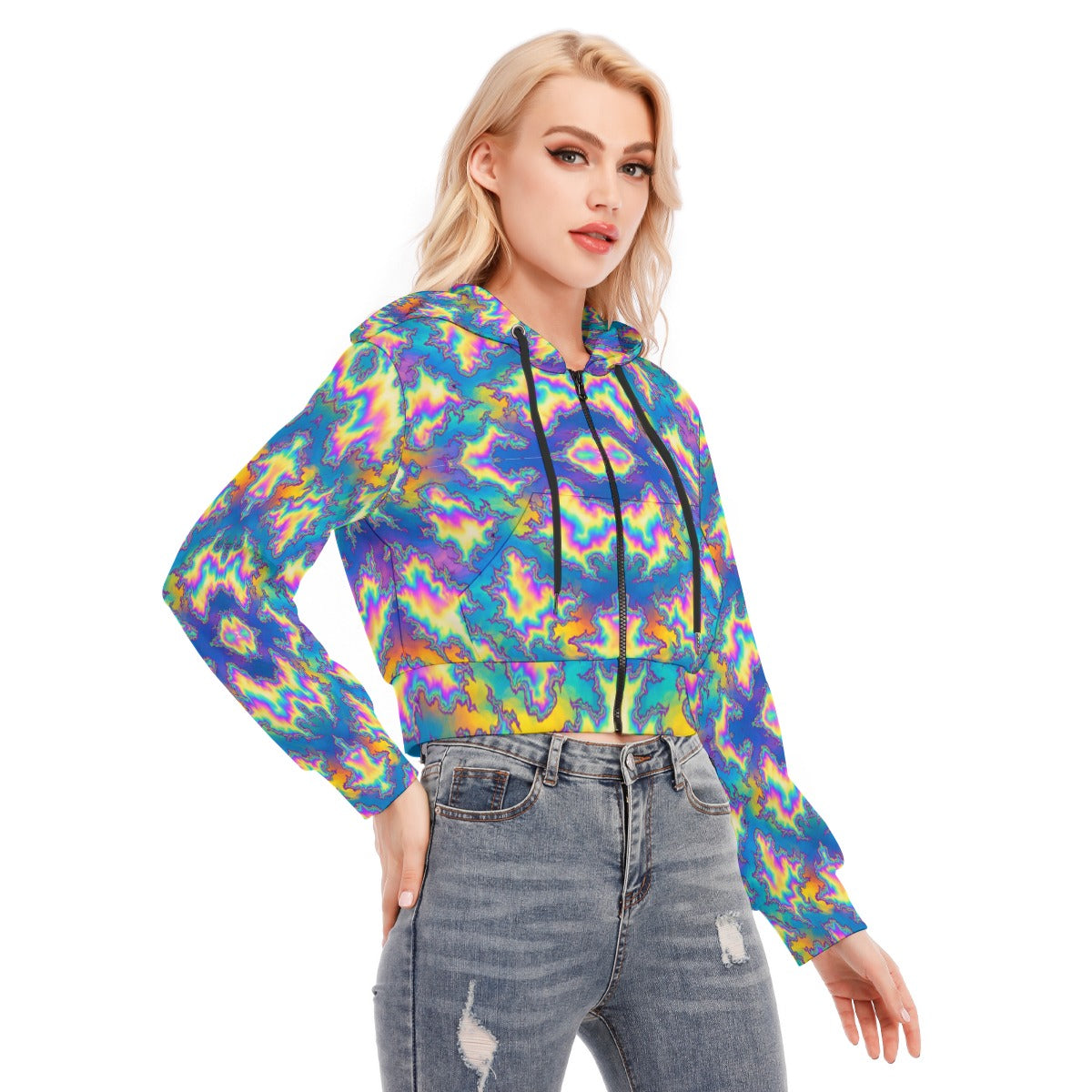Women's Crop Top Hoodie With Zipper Closure