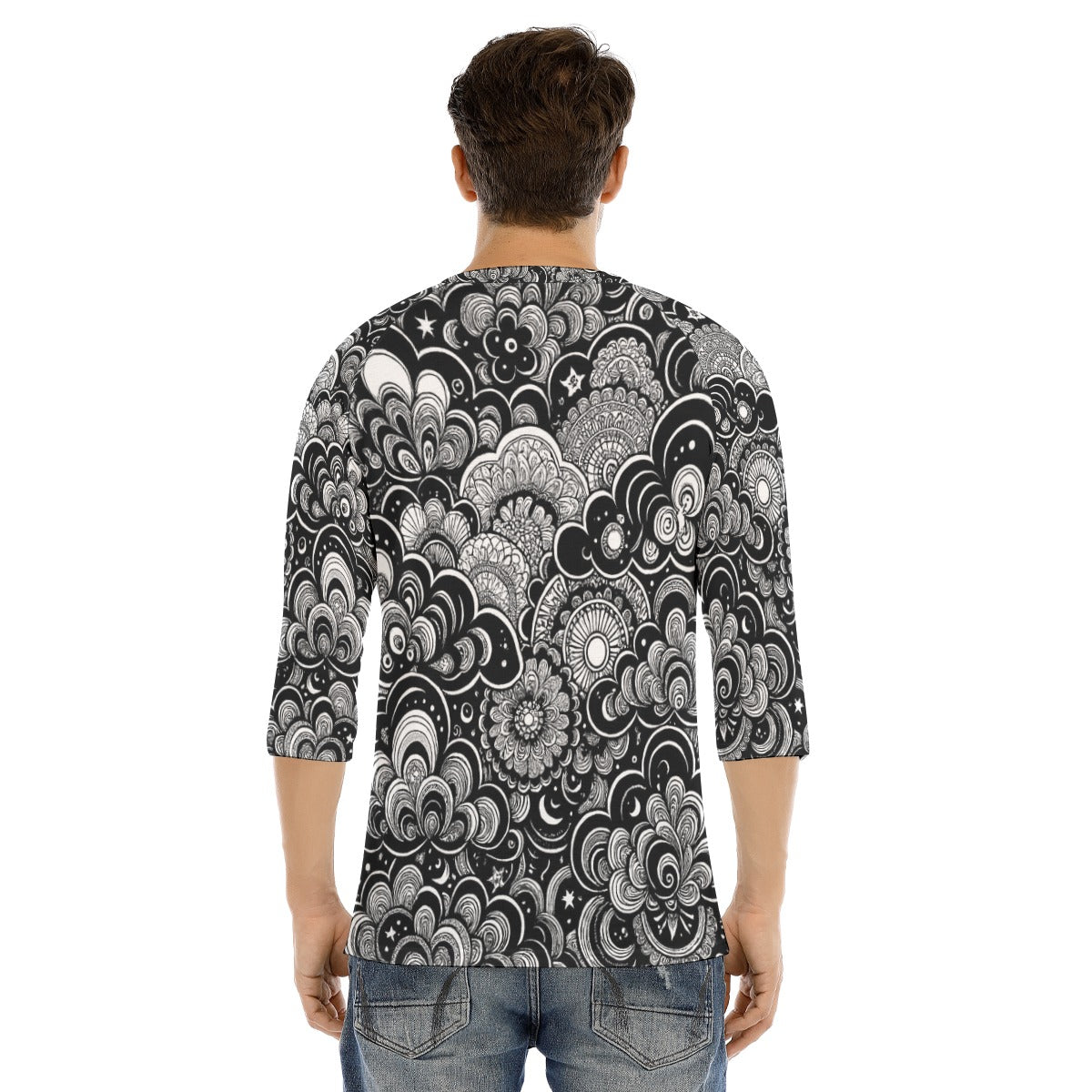 Men's Bracelet Sleeve T-shirt With Button Closure - view 4